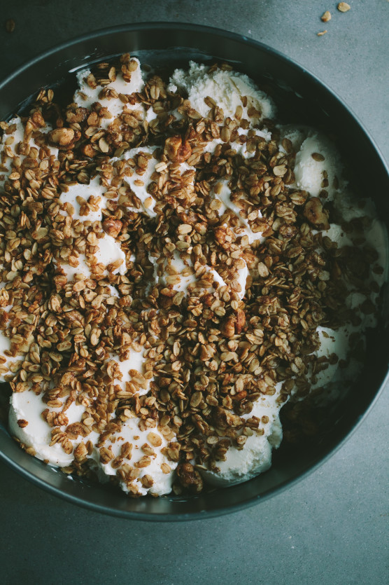 Roasted Strawberry Rhubarb Ice Cream Cake // Not Without Salt