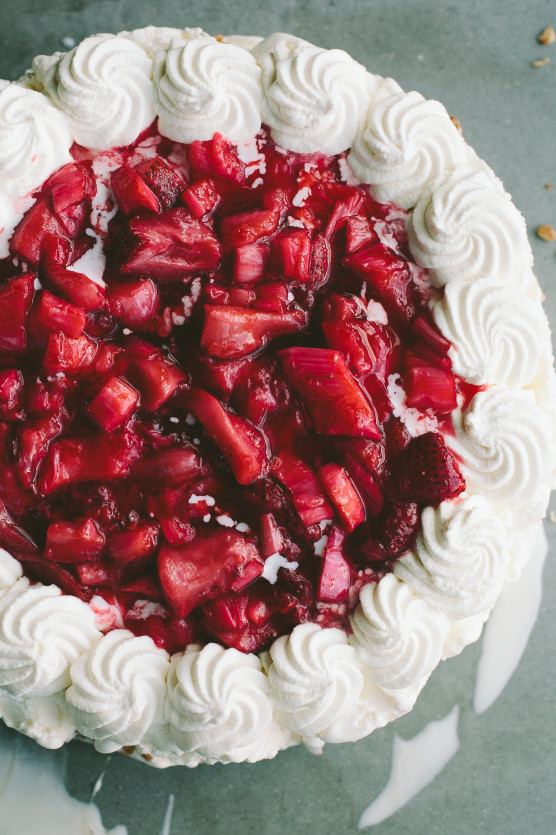 Roasted Strawberry Rhubarb Ice Cream Cake // Not Without Salt