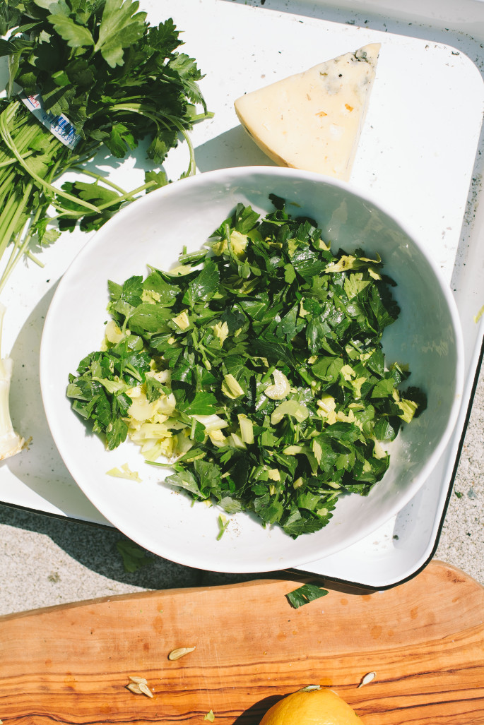 Grilled Rib-Eye with Parsley, Celery and Blue Cheese // Not Without Salt